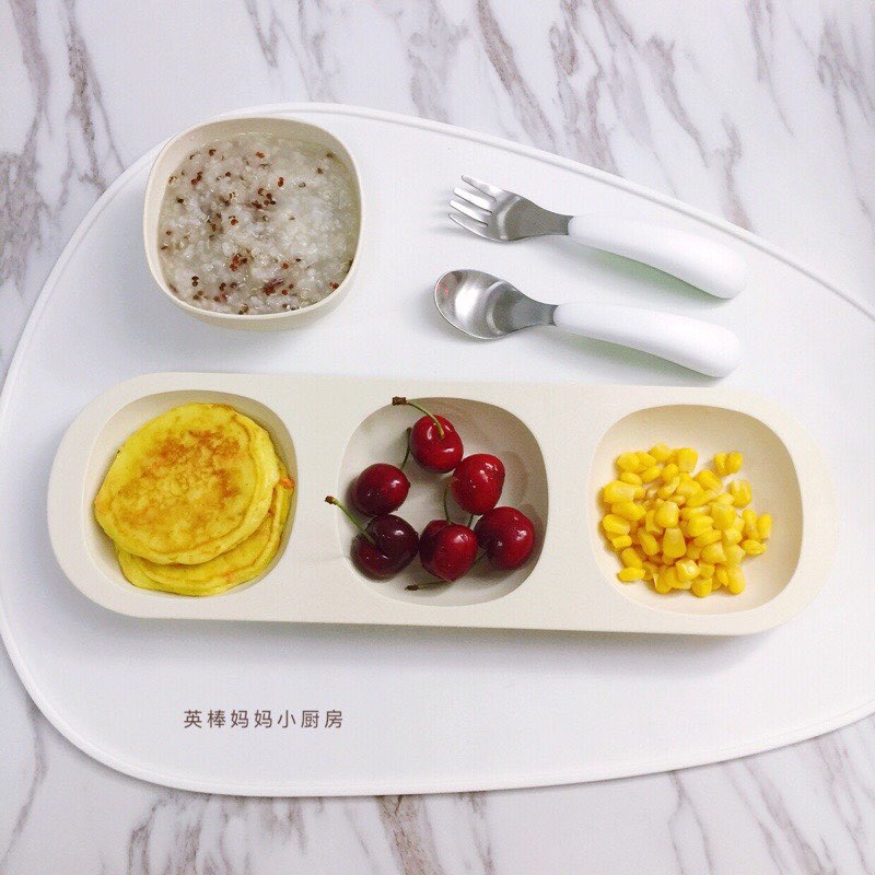 Khay ăn dặm sợi tre 3 ngăn cho bé (không bao gồm bát, thìa dĩa)