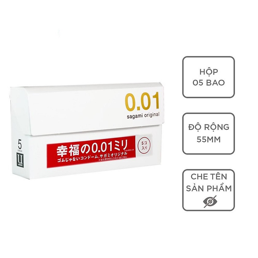 Bao Cao Su Sagami Original 0.01 - Hộp 5 BCS (Hàng chính hãng 100%)