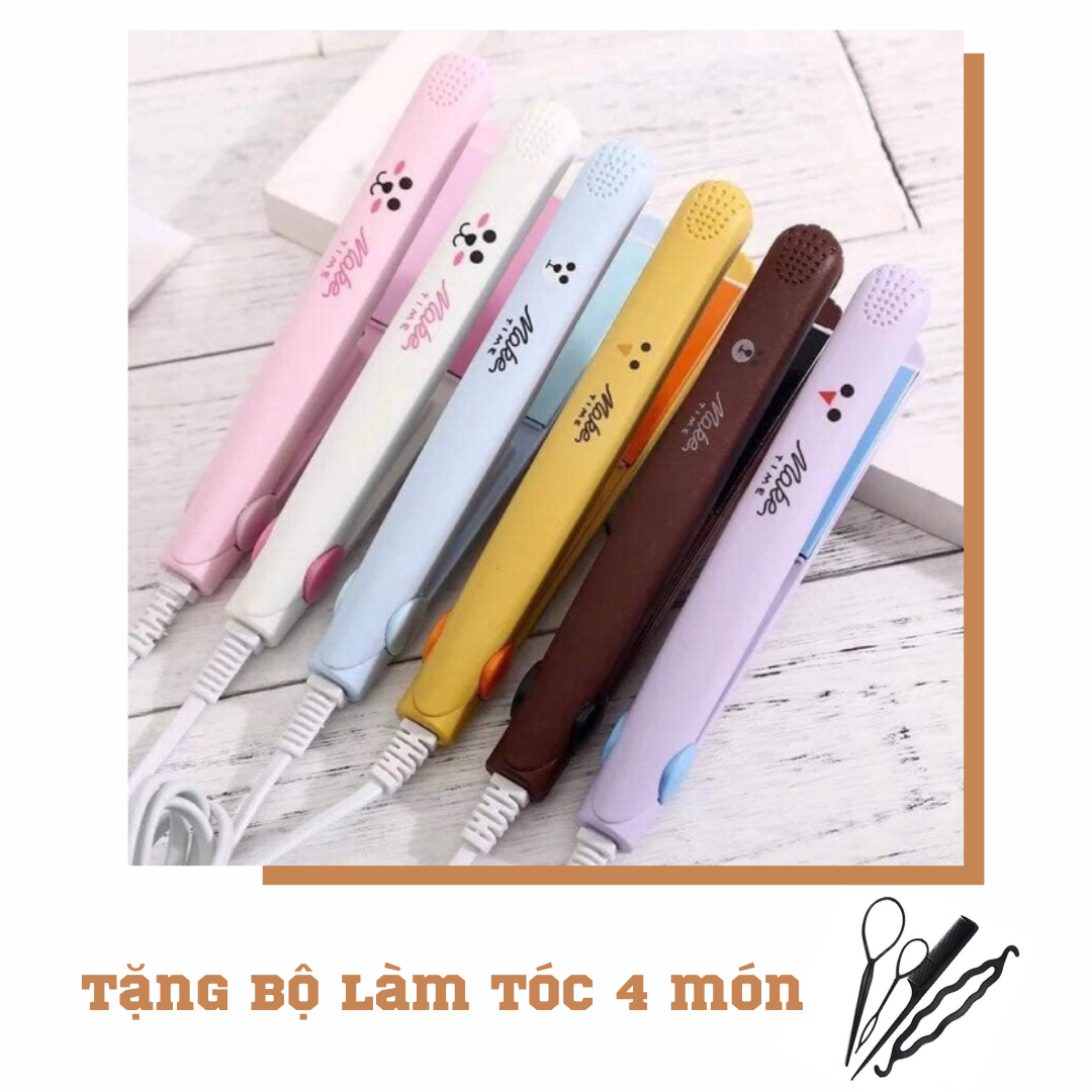 [HCM][ Tặng Bộ Làm Tóc 4 Món ] Máy Duỗi Tóc Hình Thú Dễ Thương - Máy Duỗi Tóc Mini 2in1.