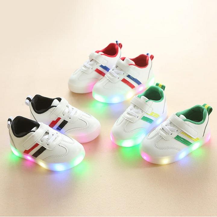 giày sneaker 2 sọc có đèn cho bé trai - bé gái