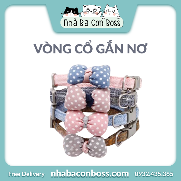 [Phụ Kiện] Vòng Cổ Gắn Nơ Cho Mèo/ Chó