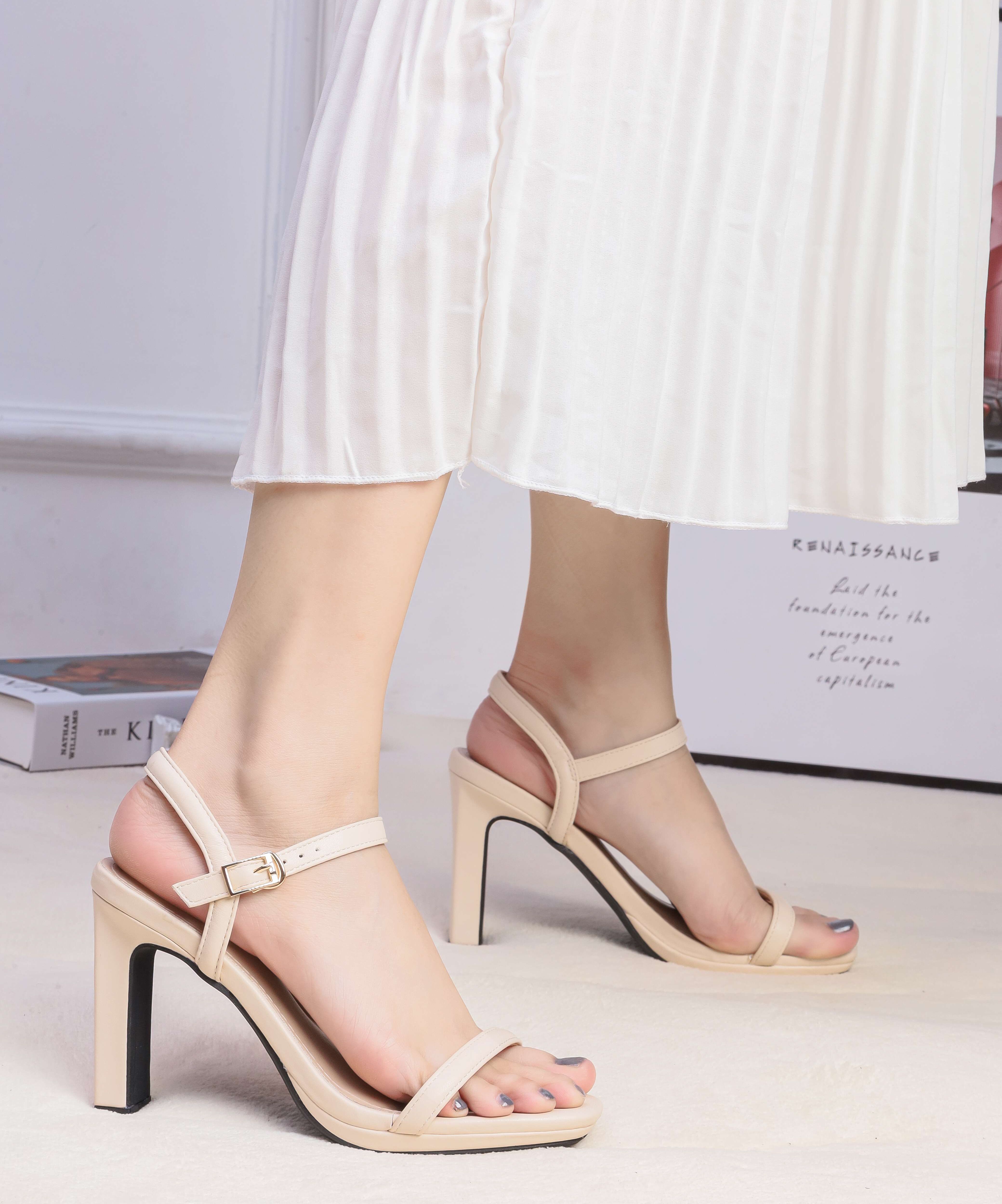 Giày Sandal Cao Gót Đúp 9cm Quai Mảnh Pixie H070