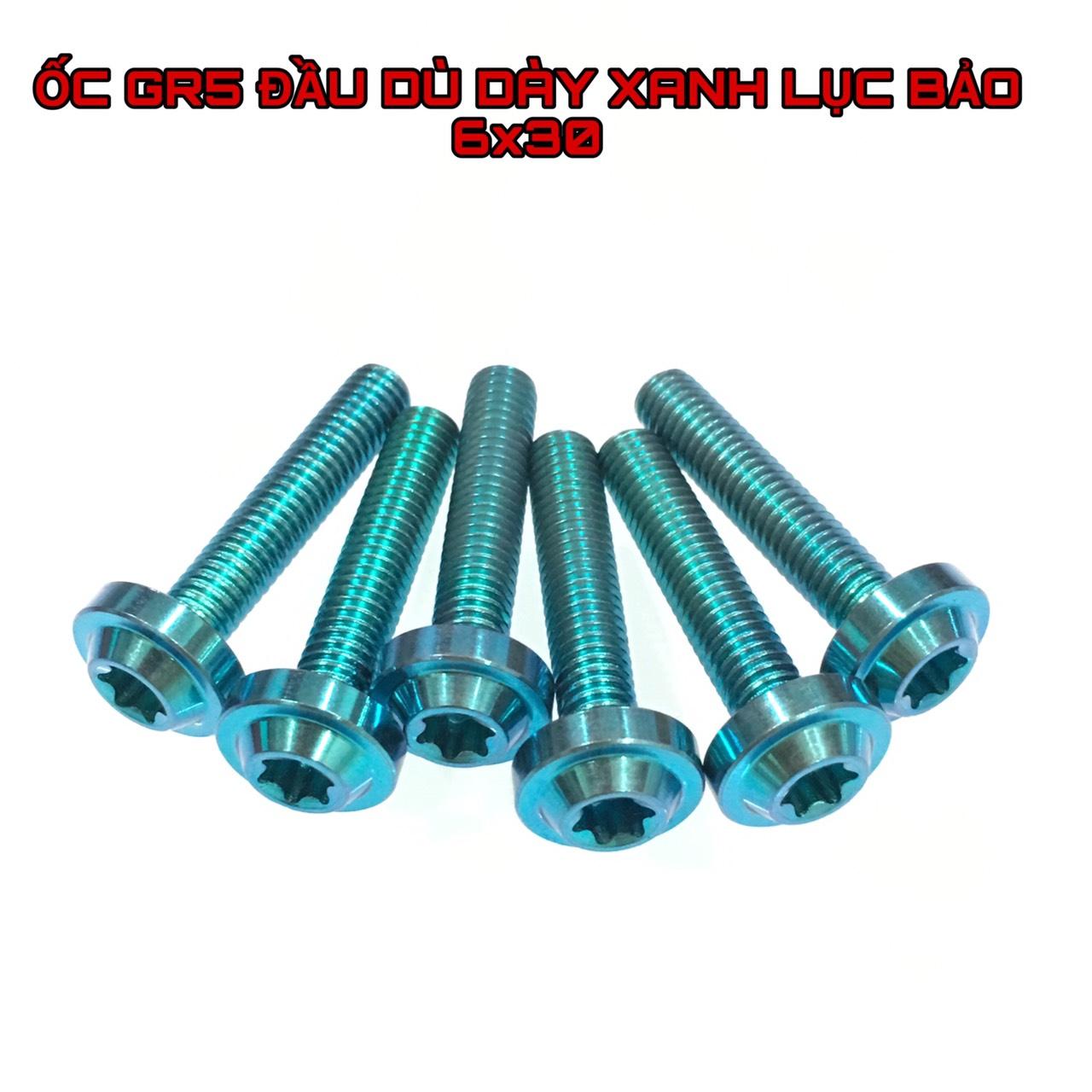 Ốc gr5 size 6x30 đầu dày nhỏ xanh ngọc và tím titanium
