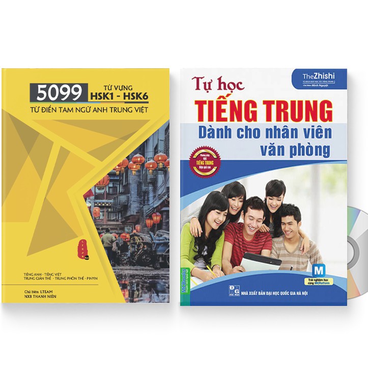 Sách - Combo: 5099 từ vựng HSK1 – HSK6 + Tự Học Tiếng Trung Dành Cho Nhân Viên Văn Phòng + DVD quà tặng