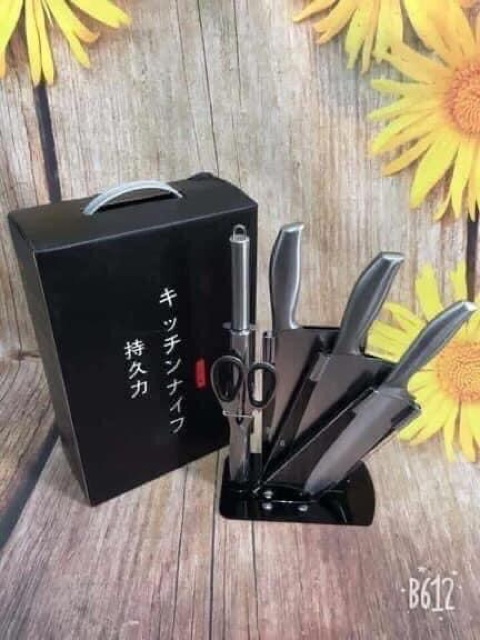 Bộ dao inox 6 món kèm khay đựng