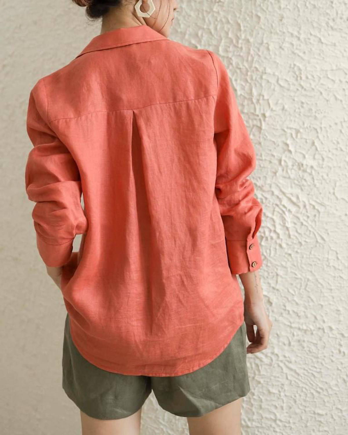 Áo sơ mi nữ dài tay form rộng Basic Linen tưng premium cao cấp