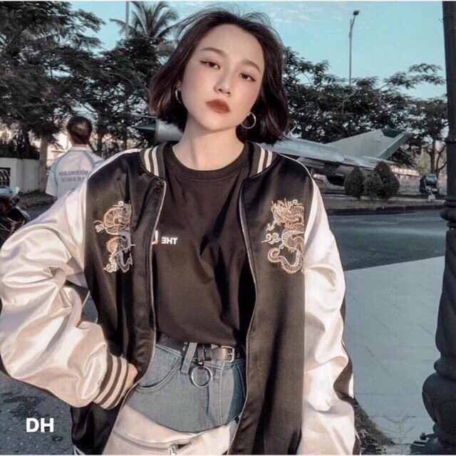 (ẢNH THẬT) ÁO GIÓ BOMBER NỮ THÊU RỒNG CỰC CHẤT, MINHQUANG2017