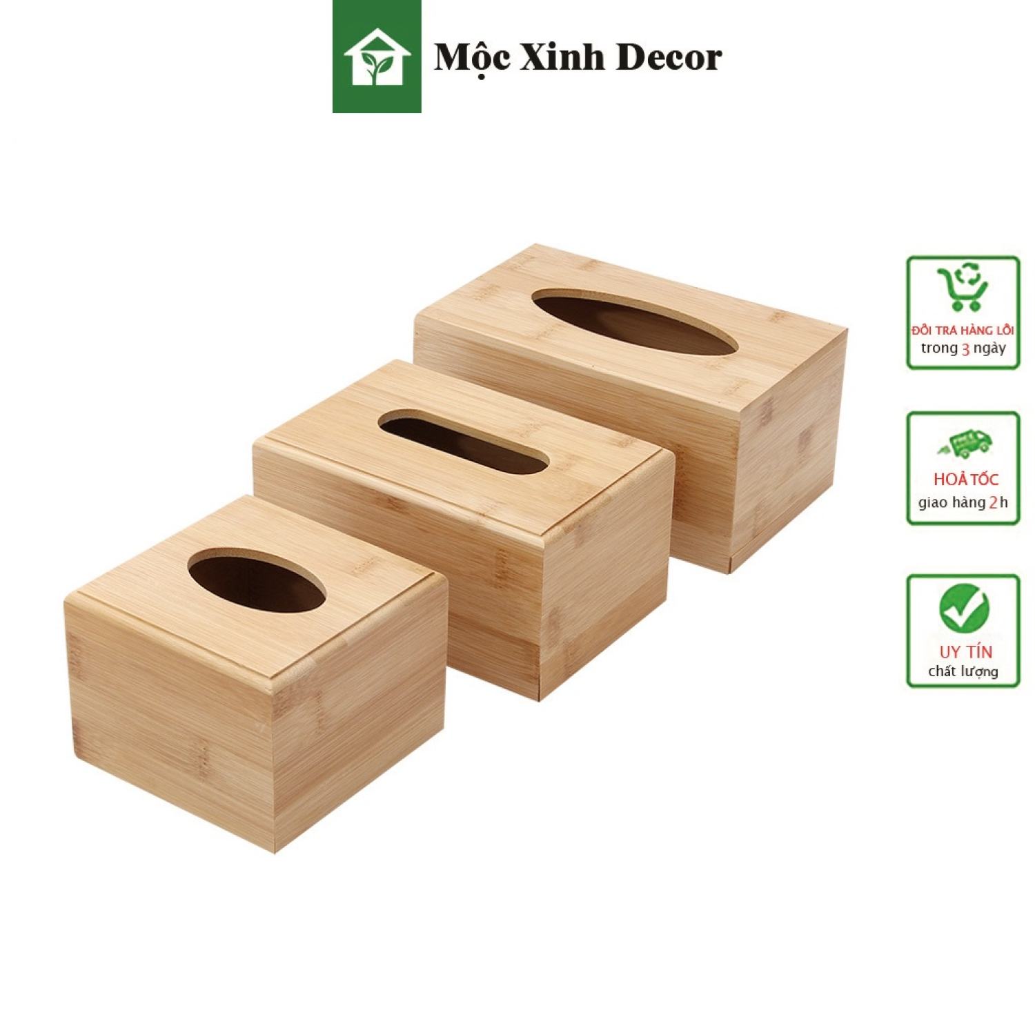 Hộp khăn giấy gỗ tre tự nhiên ( Hàng xuất khẩu )