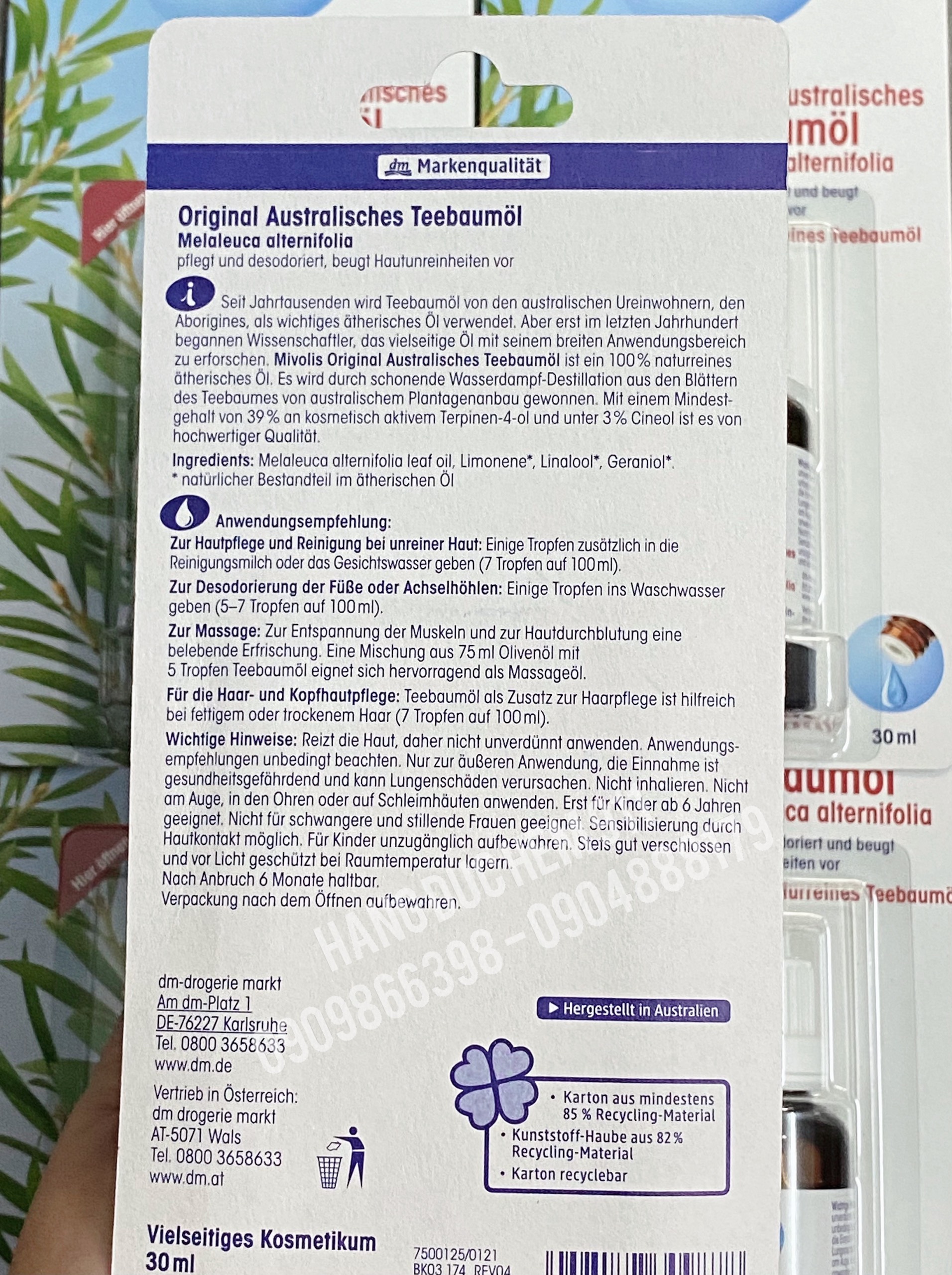 Tinh dầu tràm trà Mivolis Teebaumol 30ml nội địa Đức