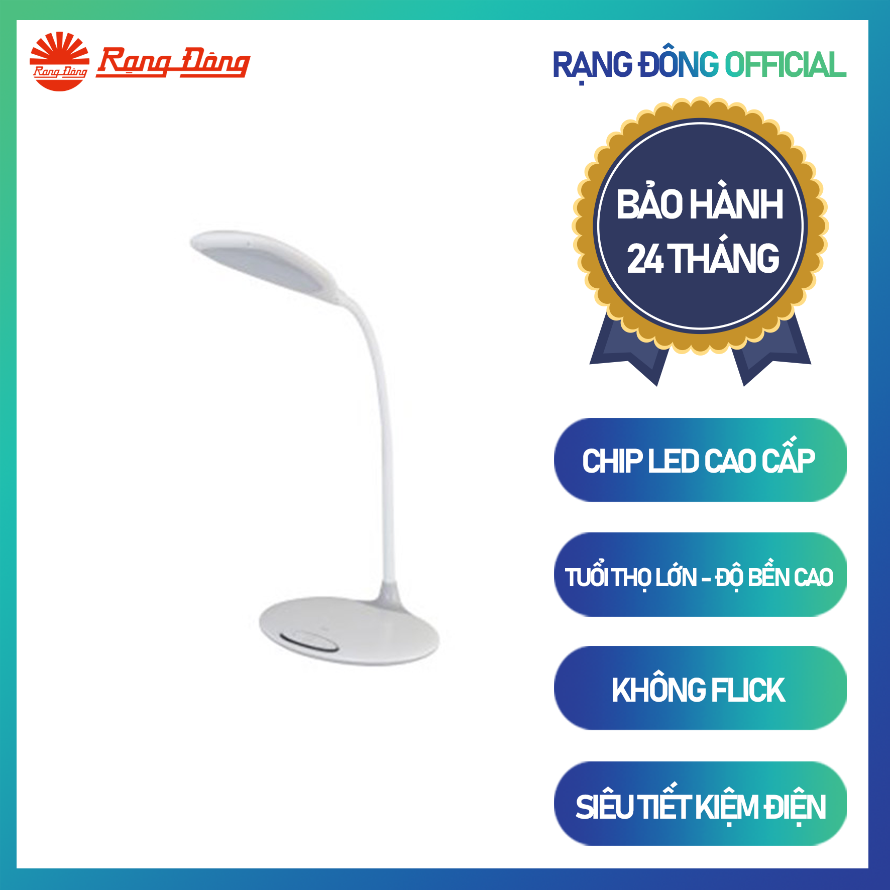 Đèn bàn bảo vệ thị lực LED Cảm ứng Chính hãng Rạng Đông Tiết kiệm điện Dải ánh sáng phù hợp bảo vệ mắt Thiết kế sang trọng RD-RL-21.LED