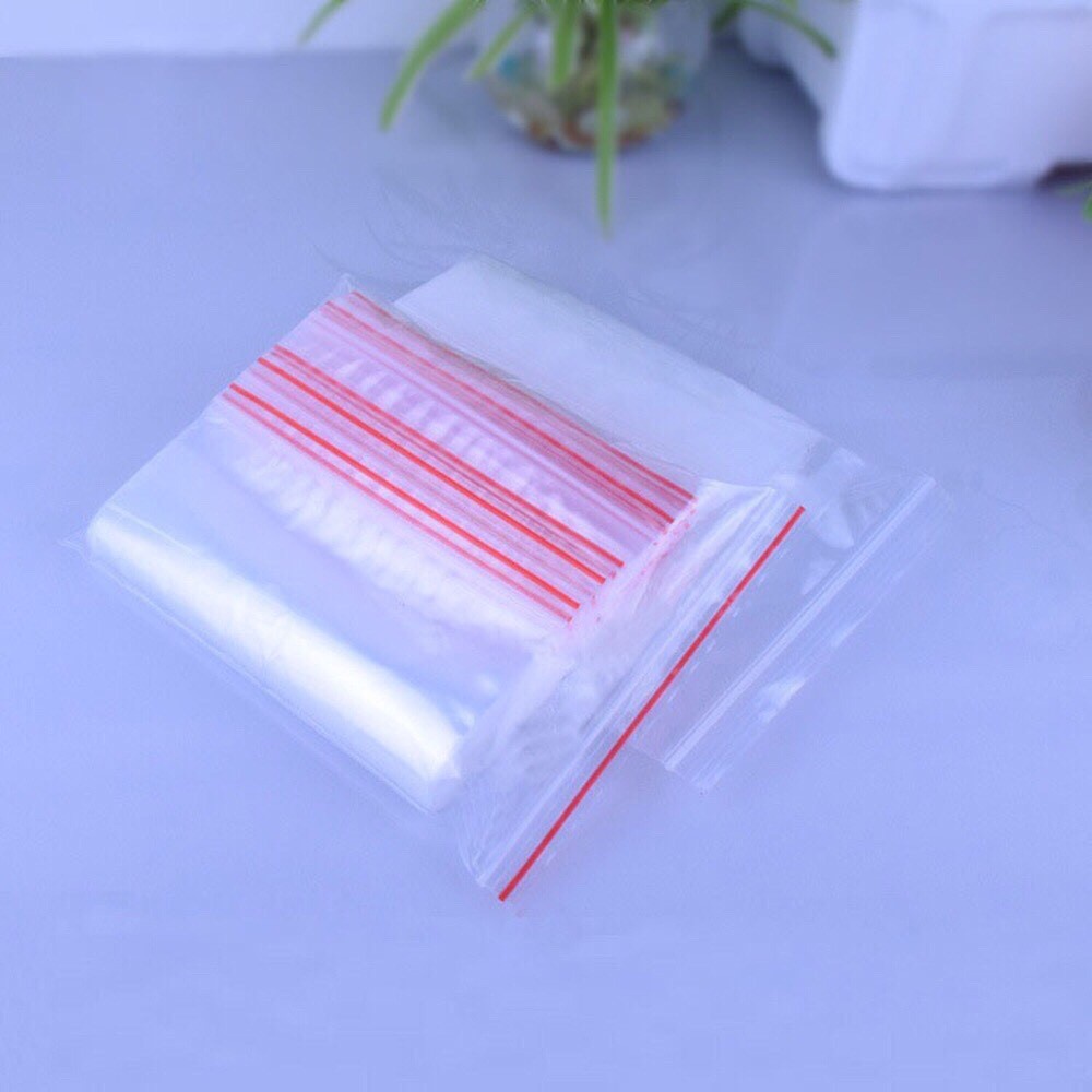 Túi zip chỉ đỏ (zip PE, zip lock, zip viền đỏ) loại dày – 5 giây