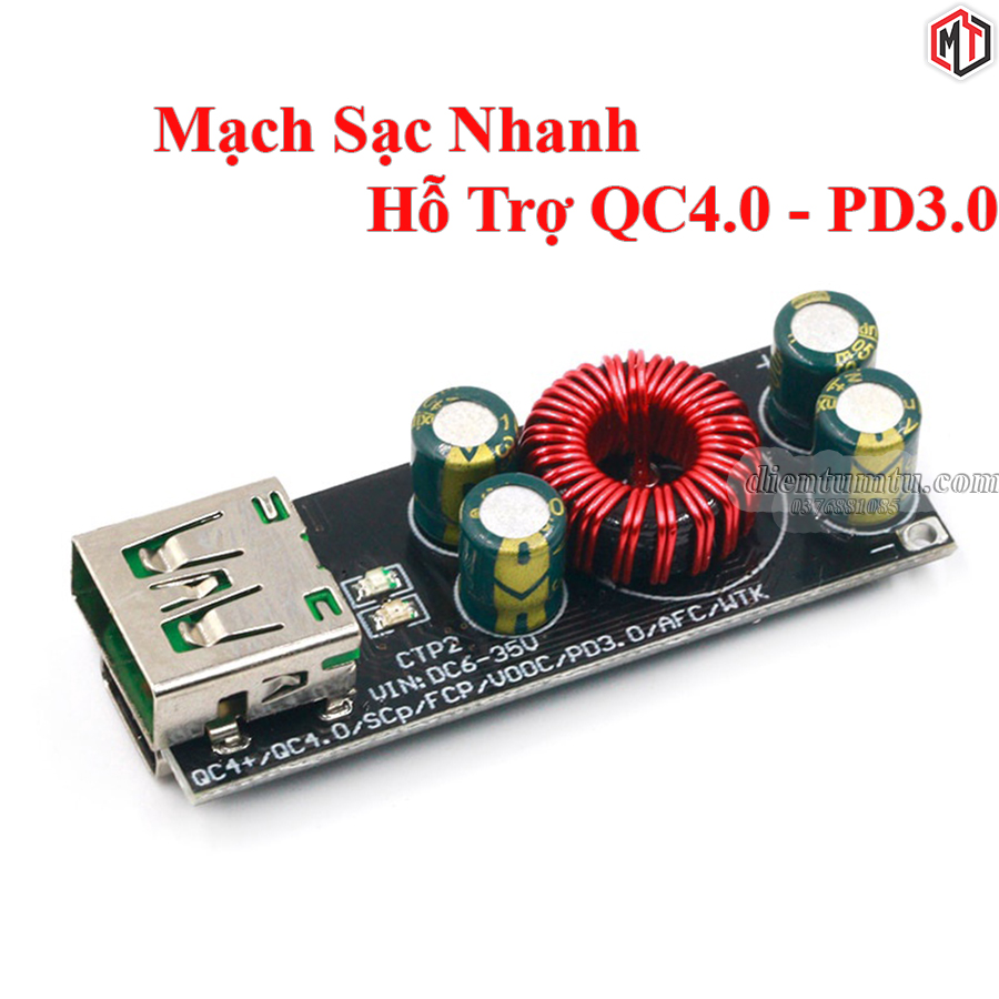 Mạch sạc nhanh hỗ trợ qc4.0 - pd3.0 - có cổng usb type-c