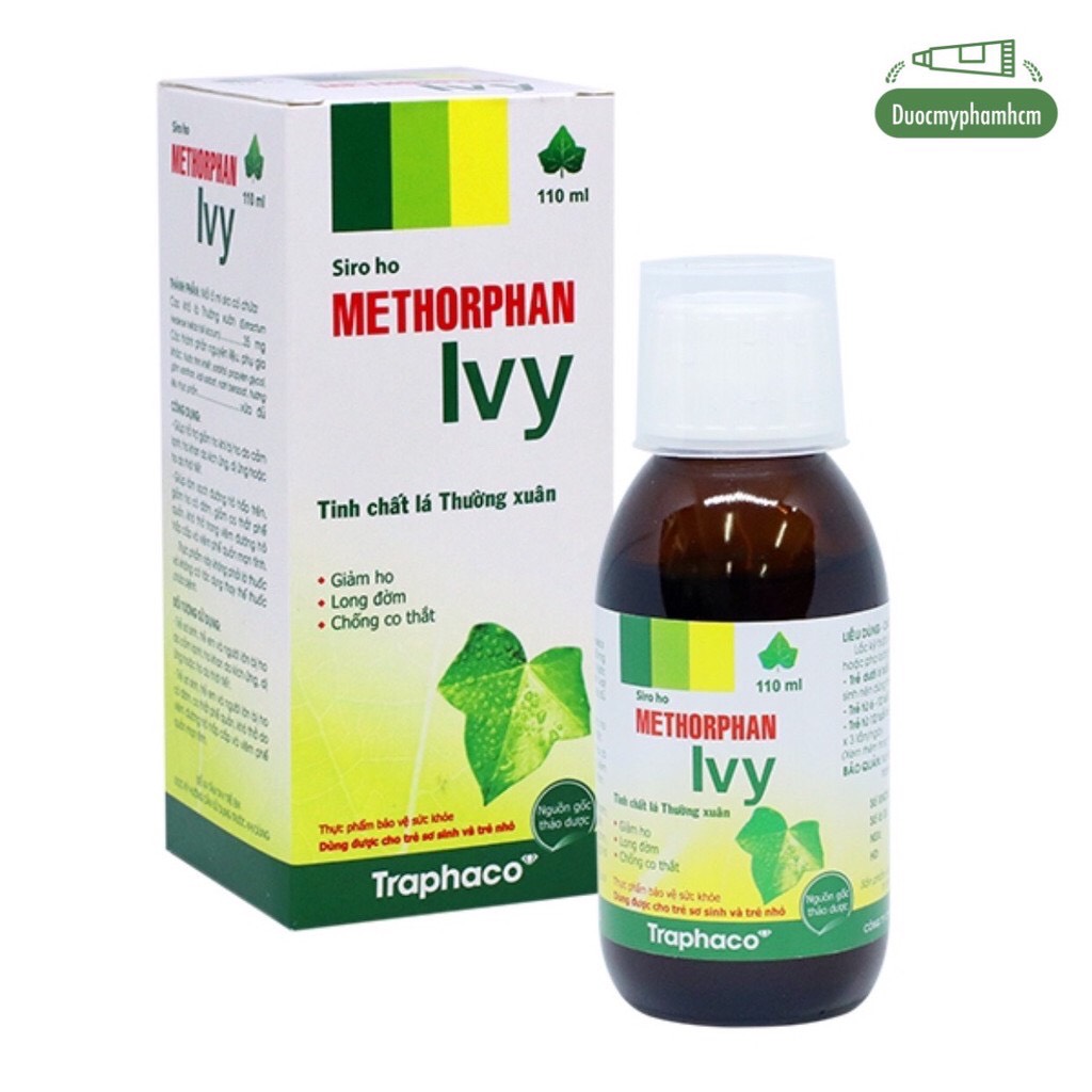 Siro ho Methorphan Ivy - Làm sạch đường hô hấp trên giảm ho có đờm co thắt phế quản