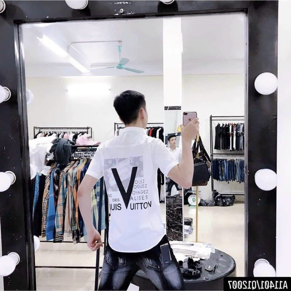 Áo sơ mi nam tay ngắn LV kiểu đẹp vải lụa mêm mịn chống nhăn mẫu mới nhất cao cấp AHFASHION