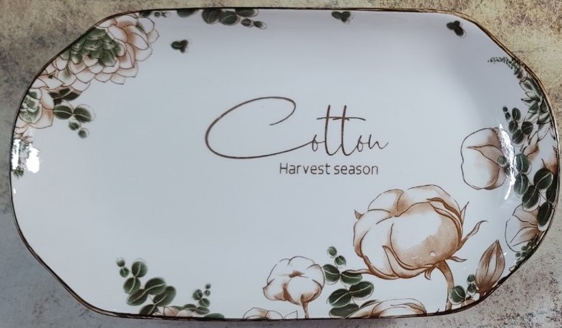 Dĩa xoài gốm sứ hoa văn Cotton 27CM