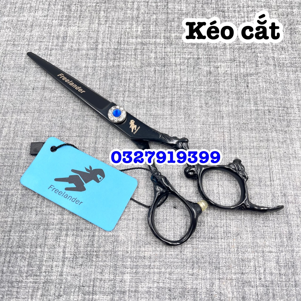 Freelander Kéo Cắt Tóc Nhật 6.0 Inch Fld Rồng Đen Thép S440C Độ Cứng Trên 62HRC Kèm Bao Da Chất Lượng Cao