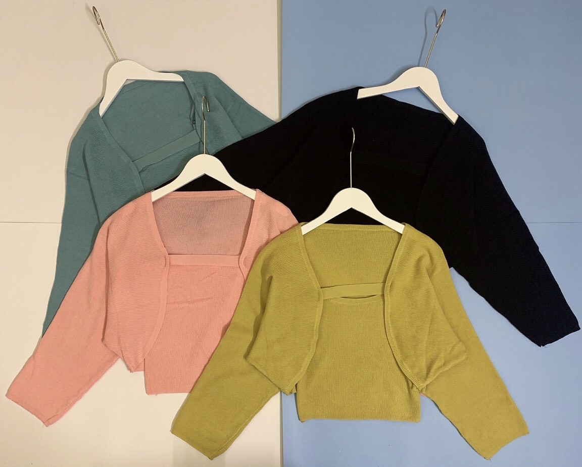 Set len áo 2 dây + cardigan dây cổ độc đáo. Bigsize