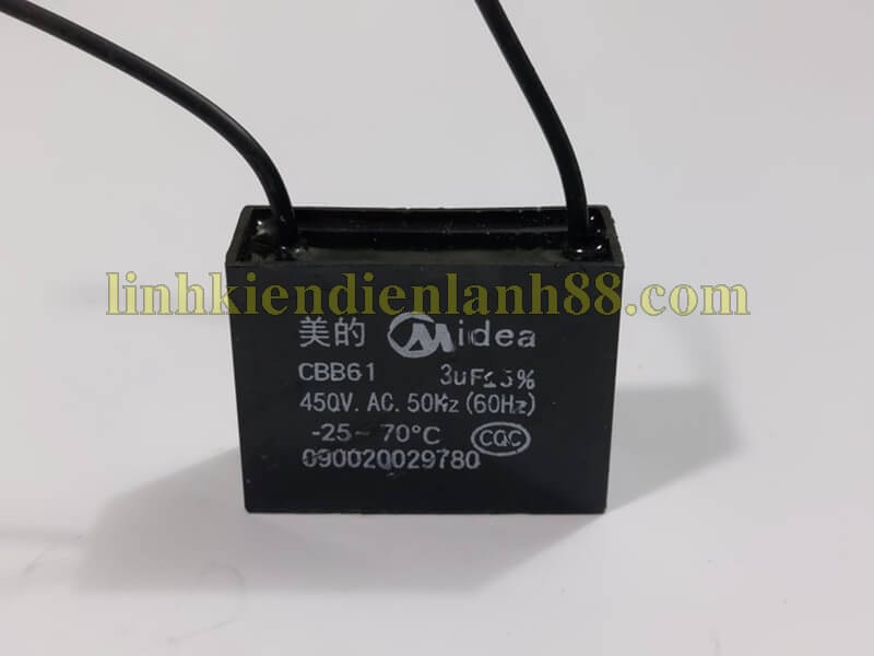 Tụ quạt 3uf 450v dây mới !