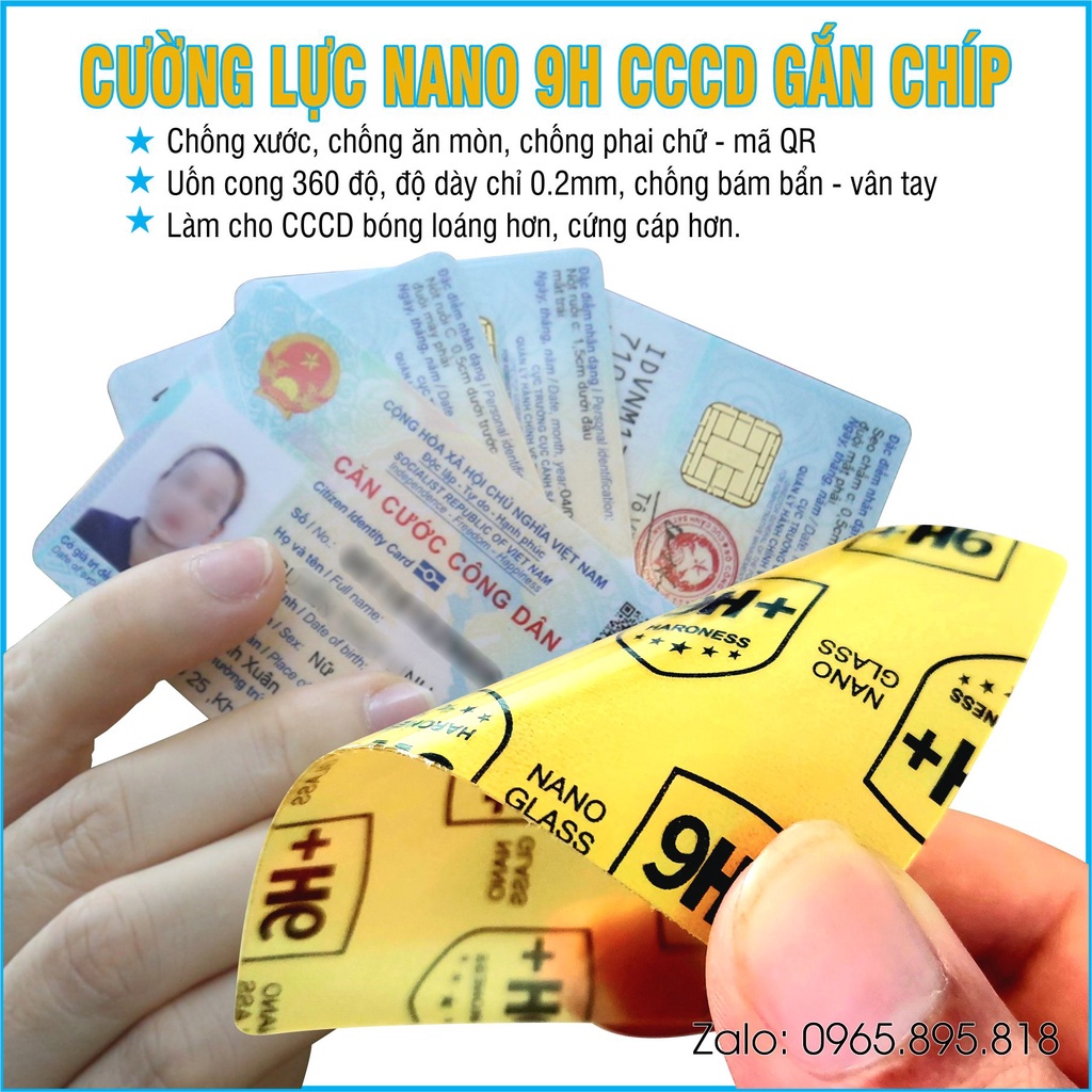 Combo 5 cặp miếng dán cường lực chống xước - chống phai màu căn cước công dân - cccd gắn chíp