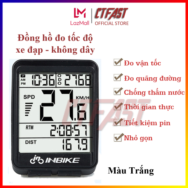 Đồng hồ đo tốc độ xe đạp không dây CTFAST- INBIKE : Đo vận tốc, quãng đường, thời gian, màn hình hiển thị LCD chống thấm nước - Hàng chính hãng