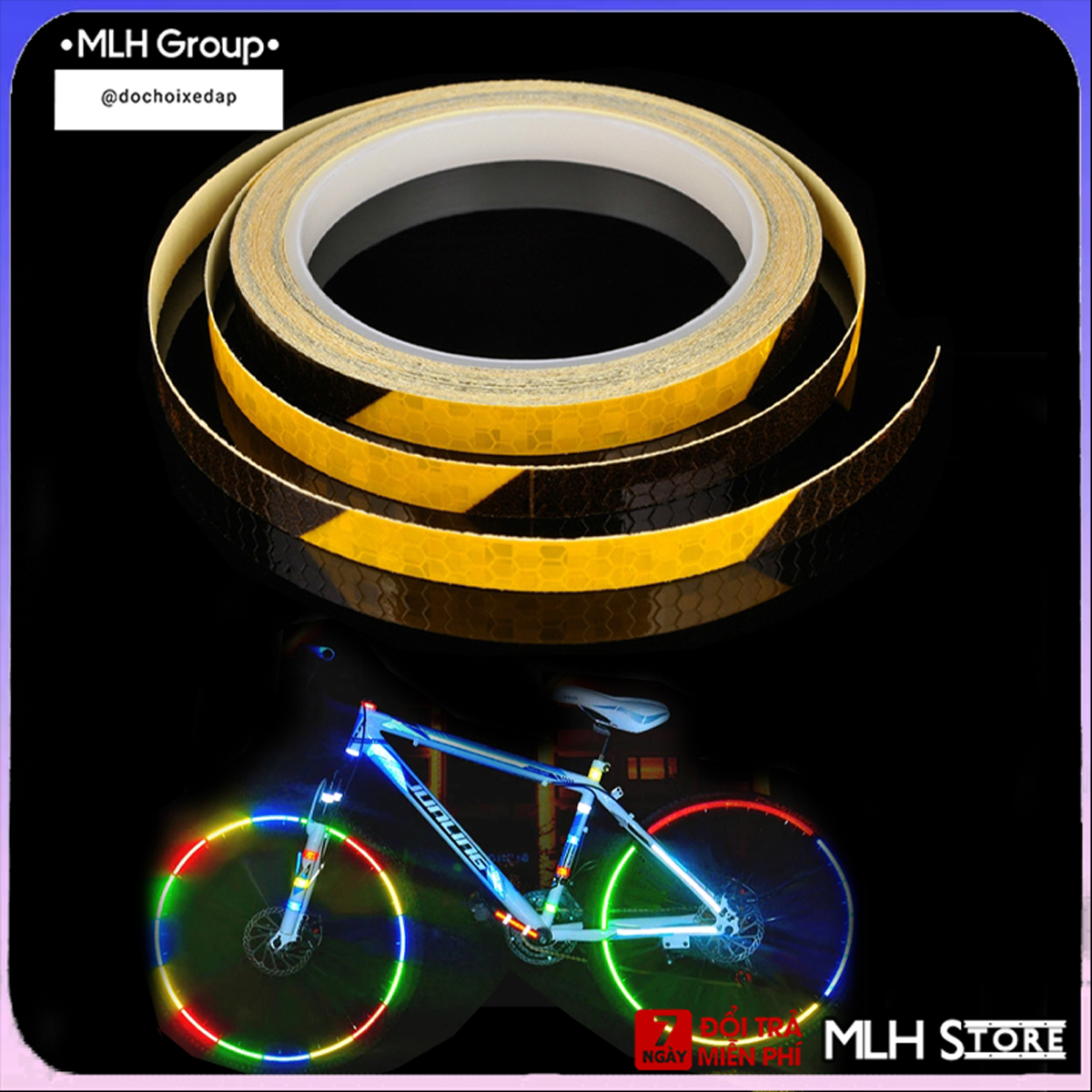Cuộn Đề Can (Decal) Phản Quang Dán Trang Trí Viền Thân Xe Đạp, Xe Máy 8 Mét An Toàn Ban Đêm - MLH Shop