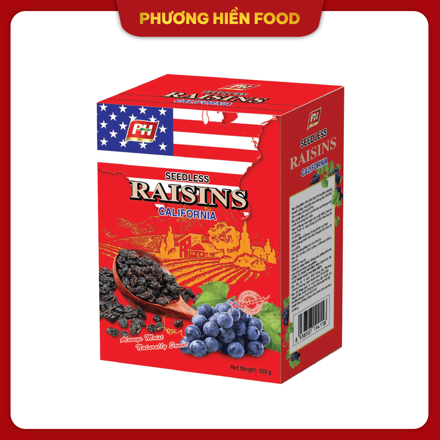 Nho khô đen nhập khẩu Mỹ raisins 150g