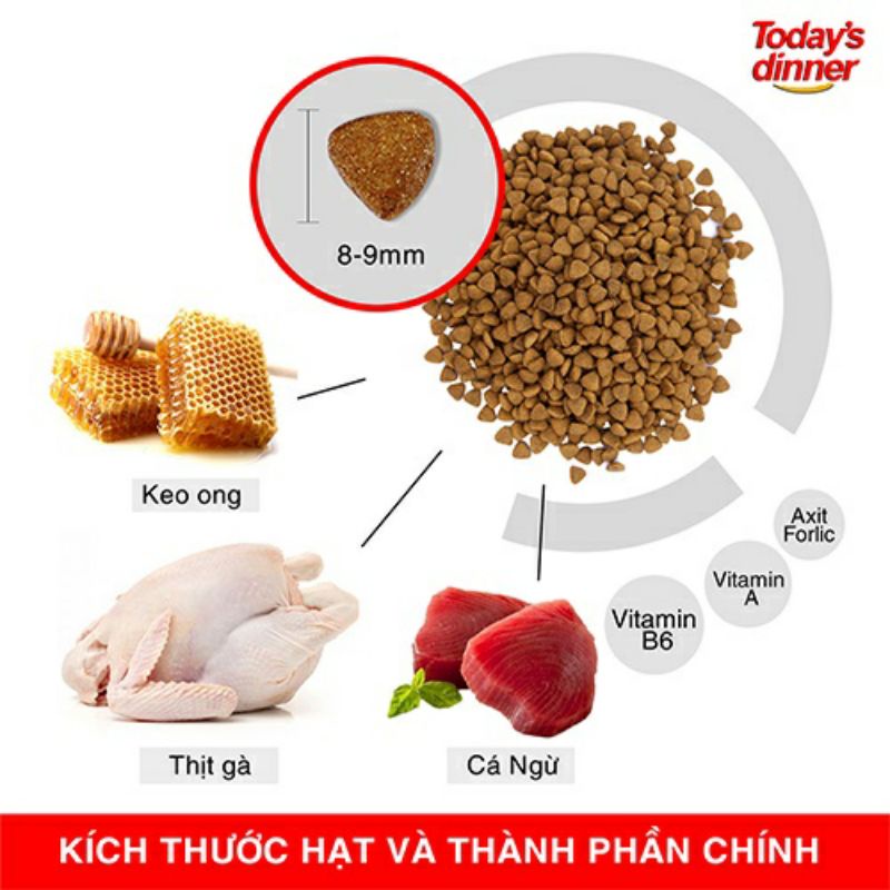 Hạt Today's Dinner cho mèo mọi lứa tuổi gói hãng 1kg