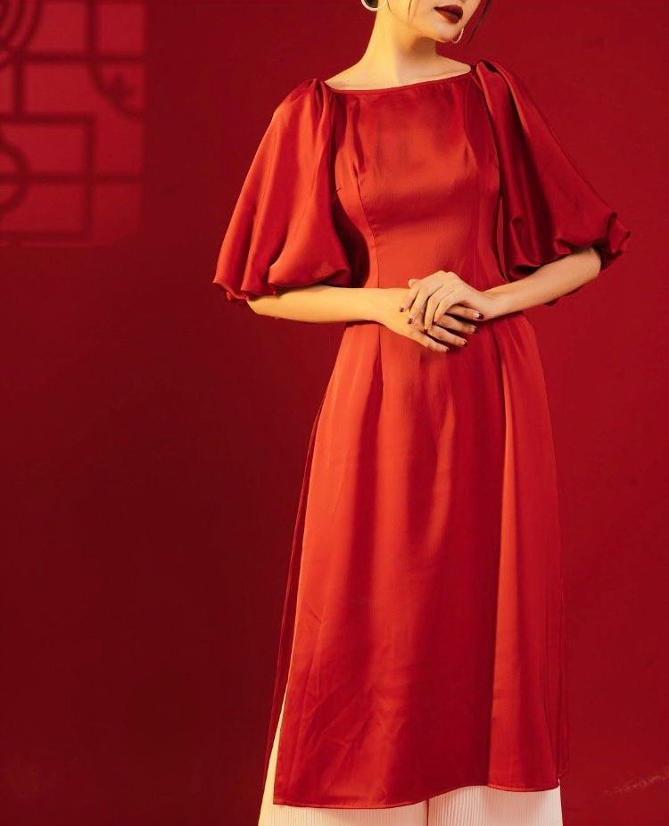 The19club - Áo dài lụa satin Trà