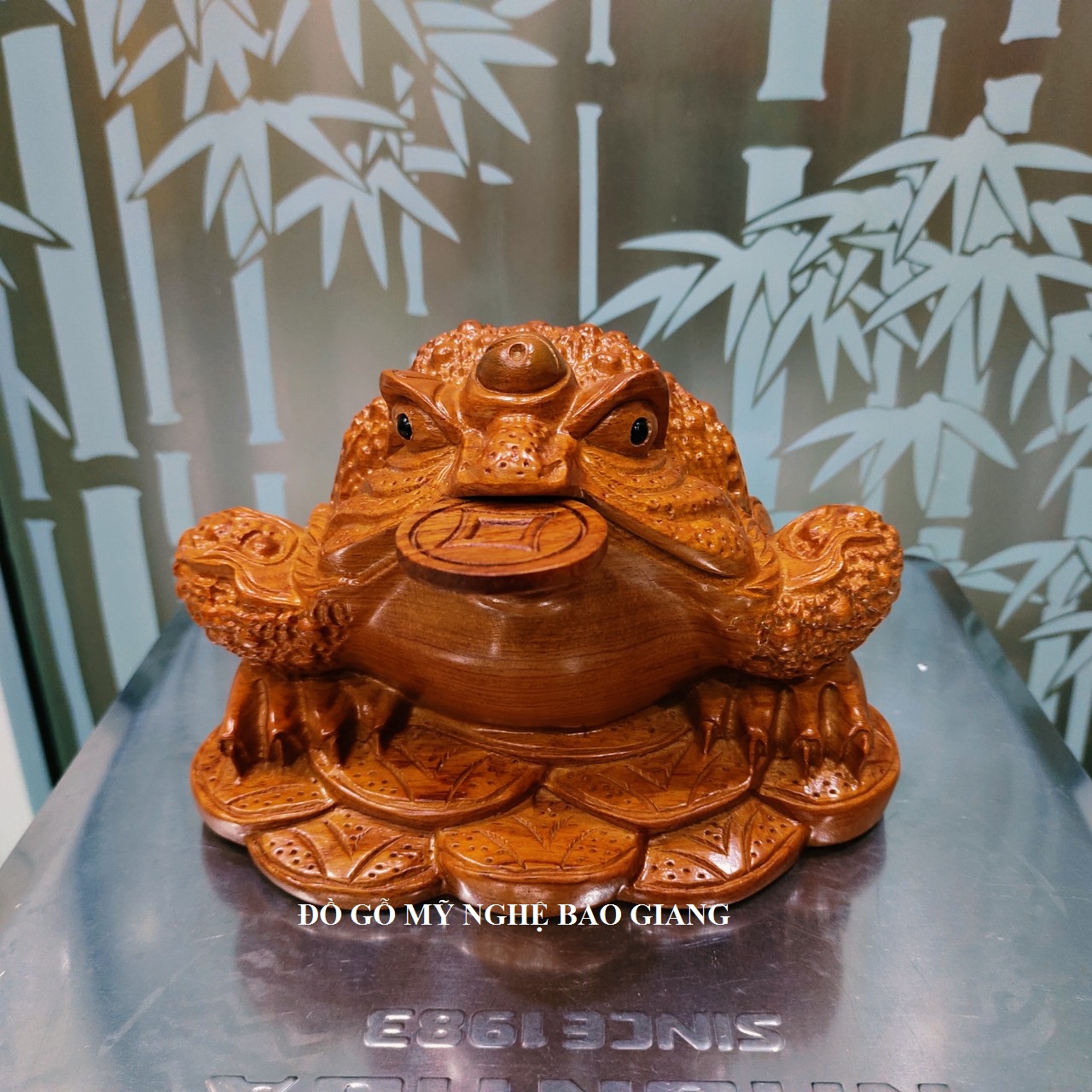 Tượng cóc tài lộc gỗ hương ngang 20 sâu 16 cao 13 cm