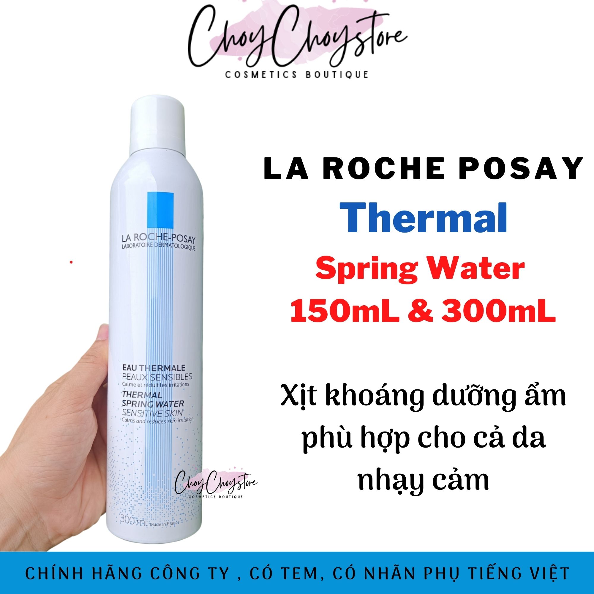 Xịt Khoáng La Roche Posay Thermal Spring Water Sensitive Skin 150mL & 300mL (Tem Cty)