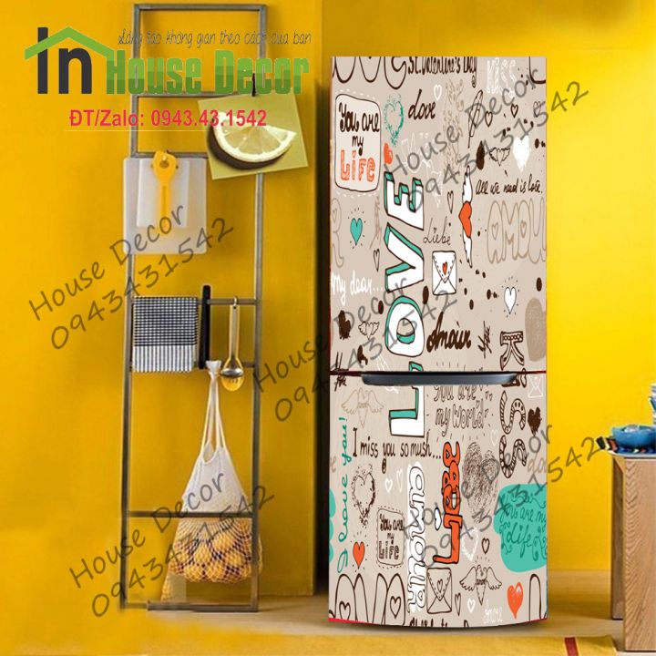 Decal Dán Tủ Lạnh - Chống Thấm Nước - Chất Liệu Decal Bóc Dán - Phù Hợp Mọi Loại Tủ - TL 86 - Decal dán tủ lạnh kệ tường tủ quần áo, decal dán, giấy dán, trang trí nội thất, giấy dán nội thất, trang trí nhà cửa