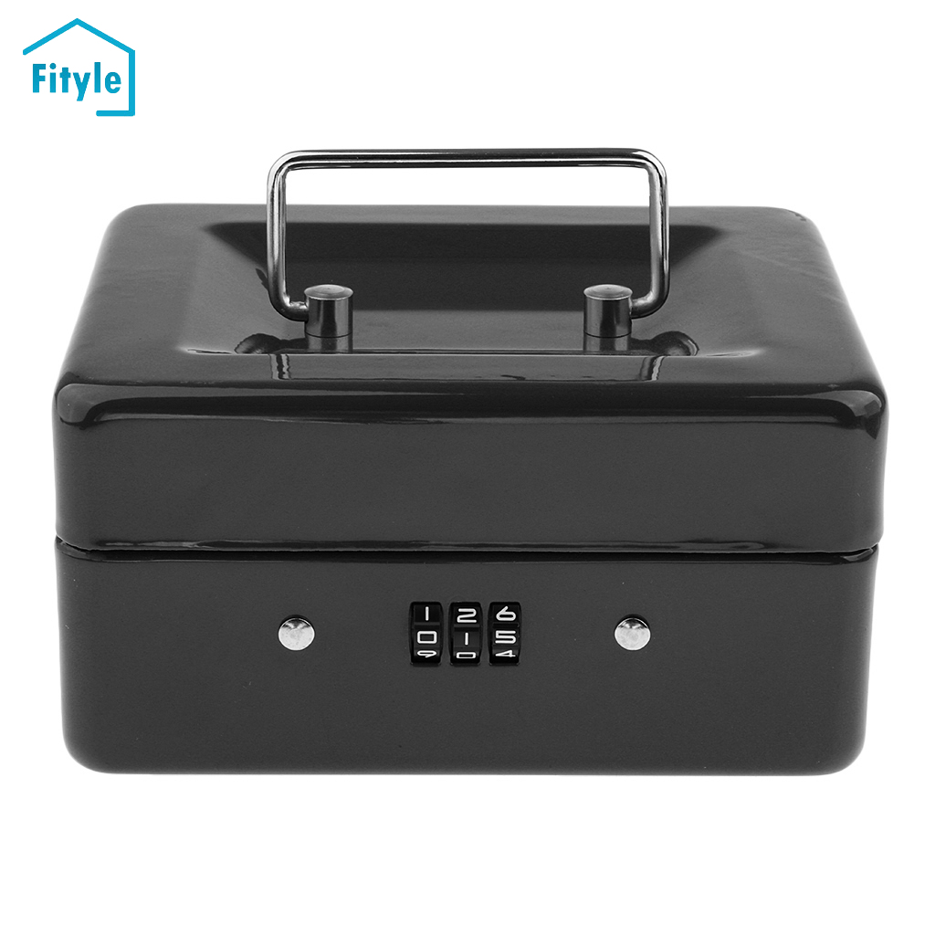 Fityle Mini Portable Steel Locking Cash Box Security Storage Coin Check