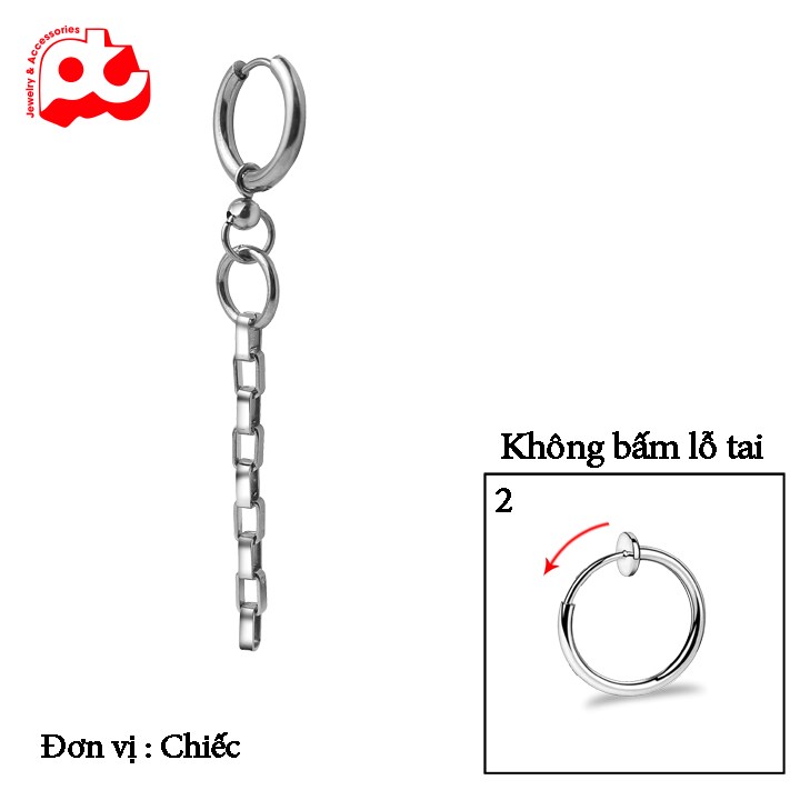[Hoàn tiền 6%]Bông tai nam inox 1 chiếc kpop phụ kiện không bấm lỗ tai trangsucpt thời trang màu trắng thép không gỉ PTBTNA06