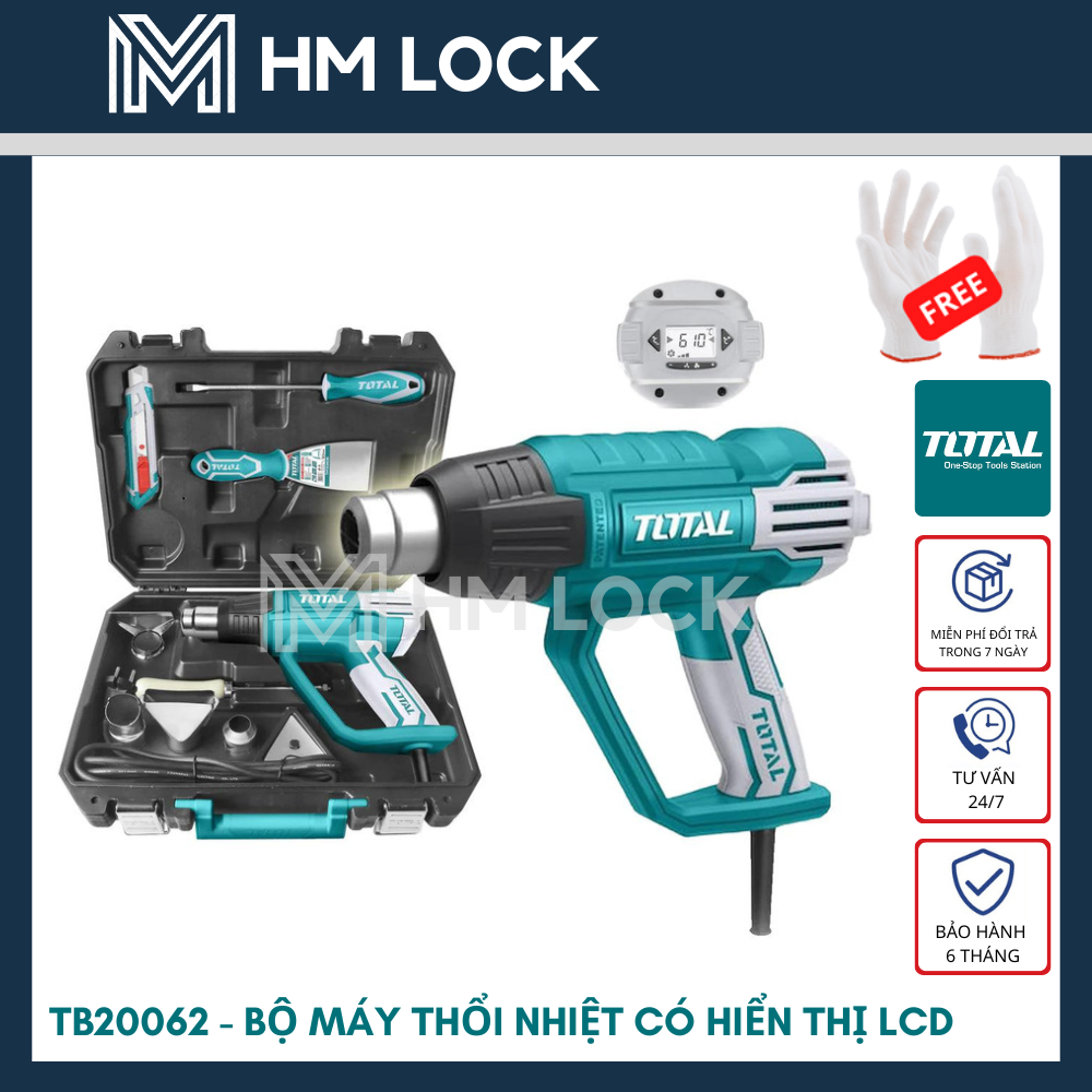 Máy thổi nhiệt 2000w total - nhiệt độ: 350/550 độ - máy thổi hơi nóng - hàng chính hãng - tb200365 - hm lock