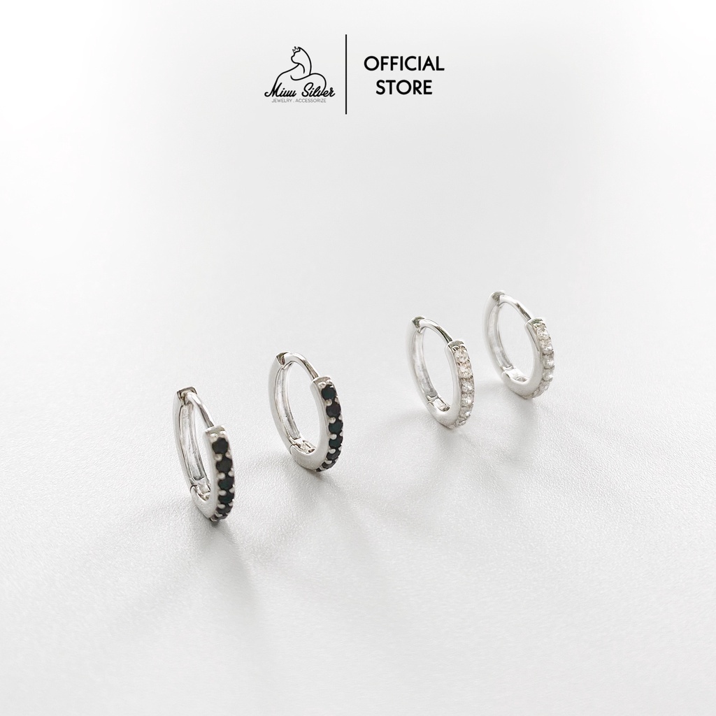 Bông tai bạc nữ vòng tròn đính đá Miuu Silver
