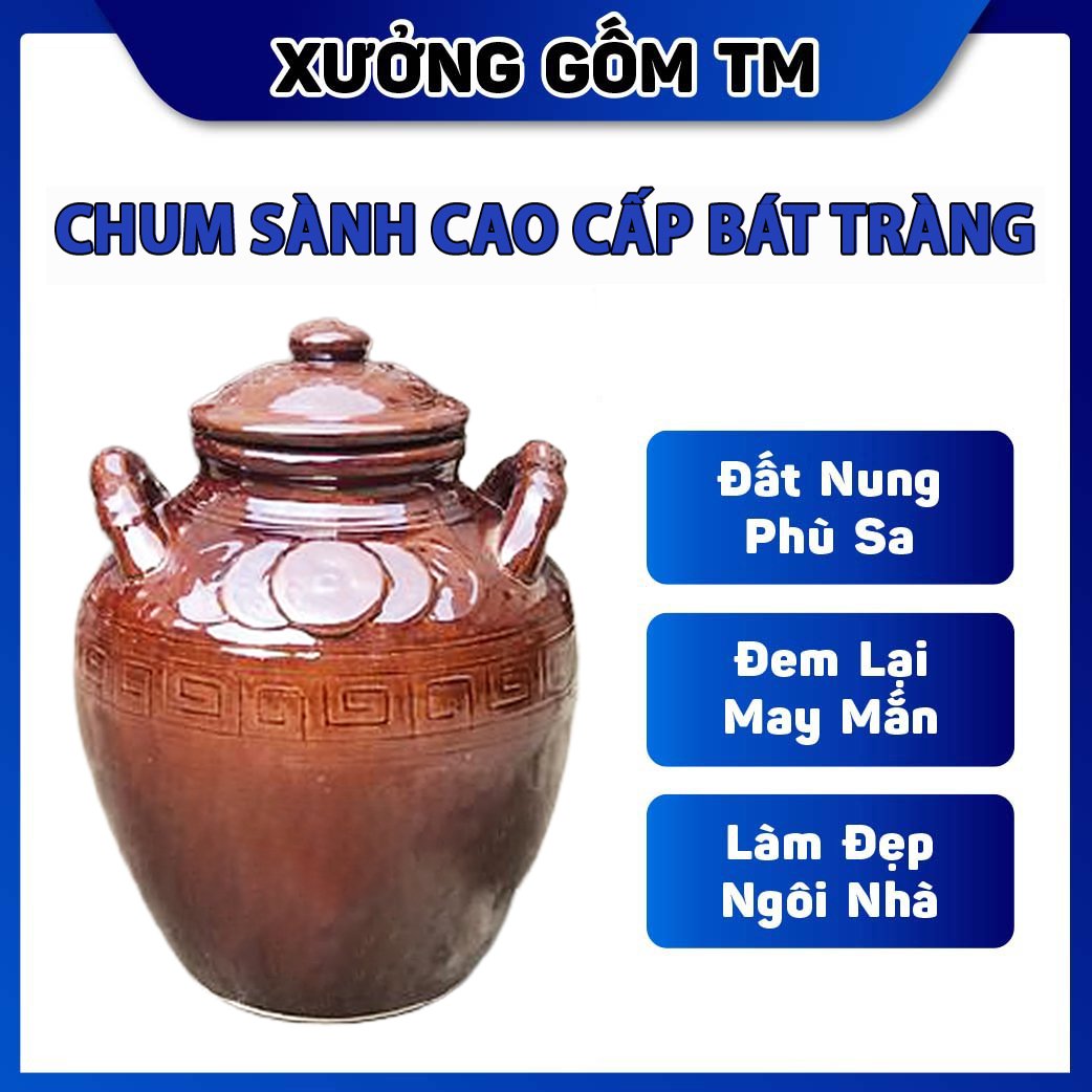 Chum sành ngâm rượu, hủ đựng gạo tráng men nâu mật gốm sứ bát tràng - quang vinh ceramic