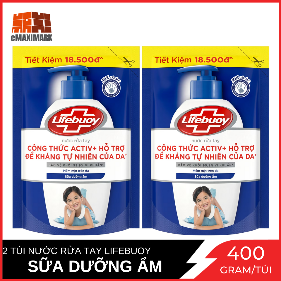 Combo 2 nước rửa tay lifebuoy chăm sóc da túi 400g