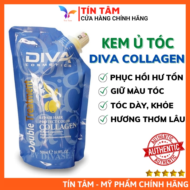 Kem ủ tóc diva collagen ý 500ml, phục hồi hư tổn, giảm rụng tóc, tóc nhuộm