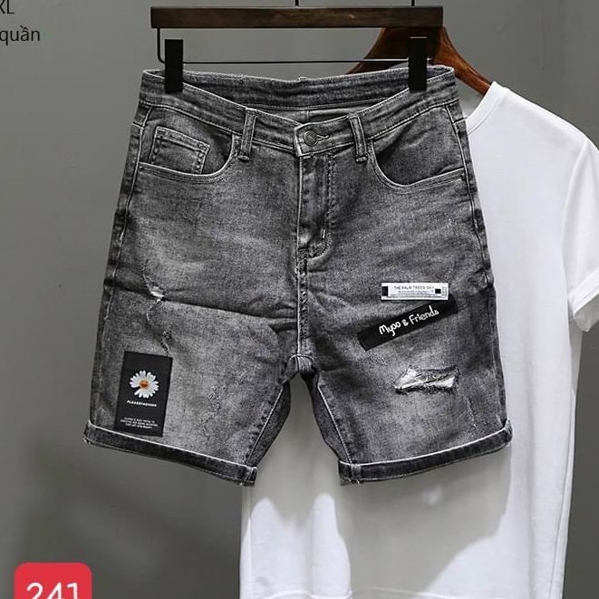 Quần short jean nam chất bò co dãn - Quần jean nam chất bò rách nhẹ thời trang cao cấp BINSTORE94 BT241