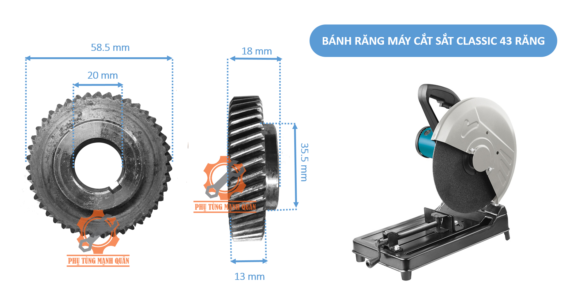Bánh răng/nhông cắt sắt Classic 43 răng