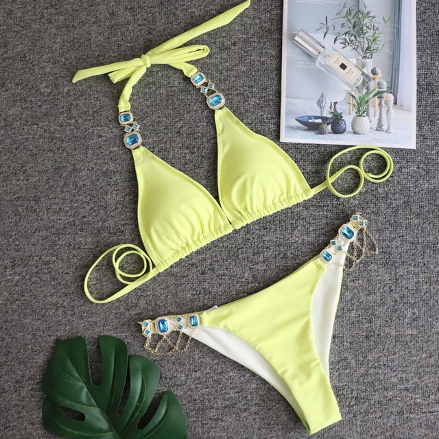 Bikini tam giác đính đá siêu xinh (5 màu)