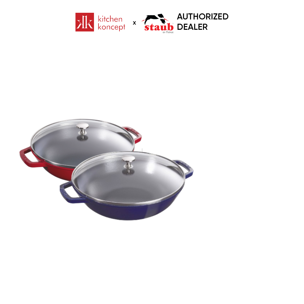 Staub - Chảo wok - 29cm Đỏ/ Xanh Đen