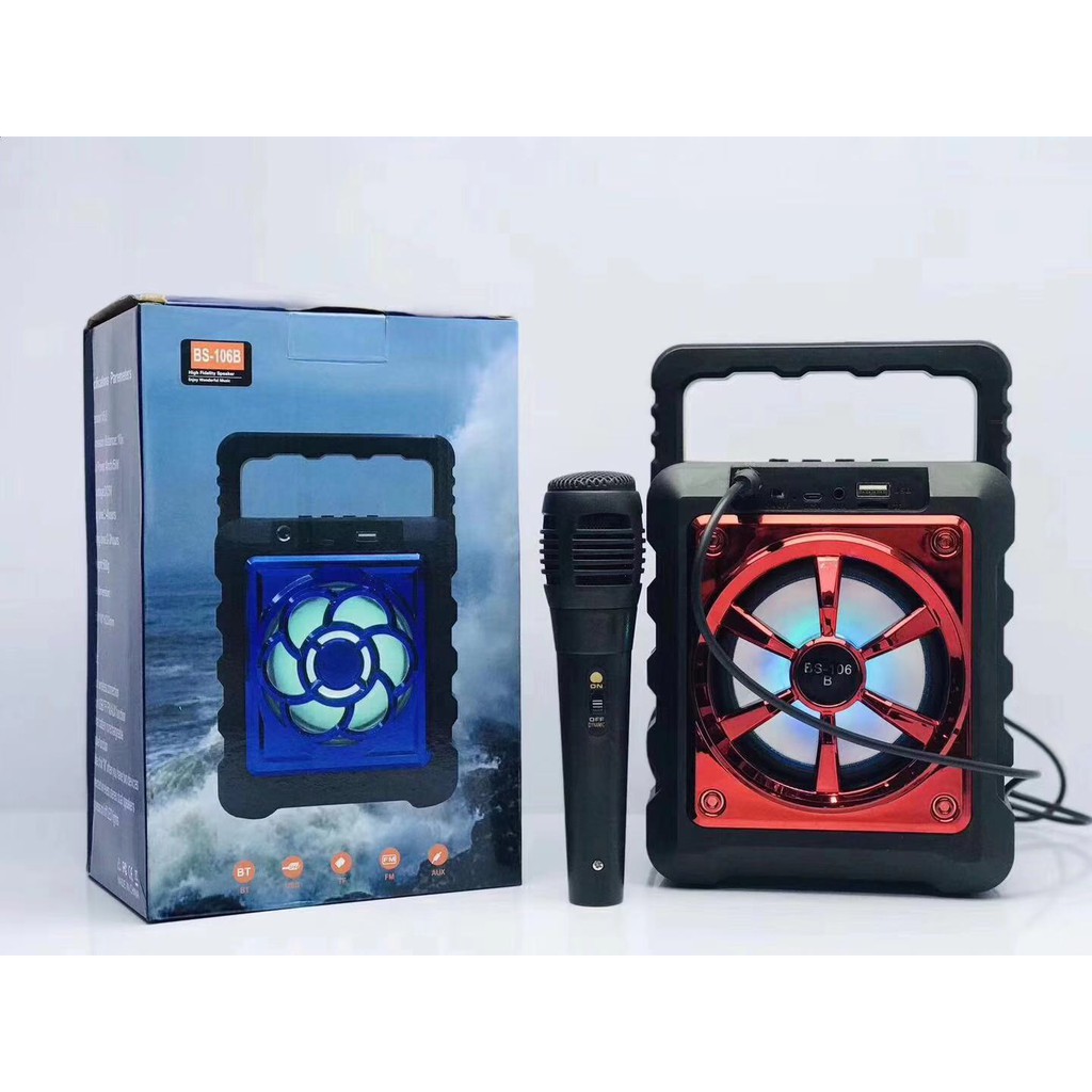 Loa Hát Karaoke Mini Bluetooth BS-106 - Tặng kèm mic karaoke