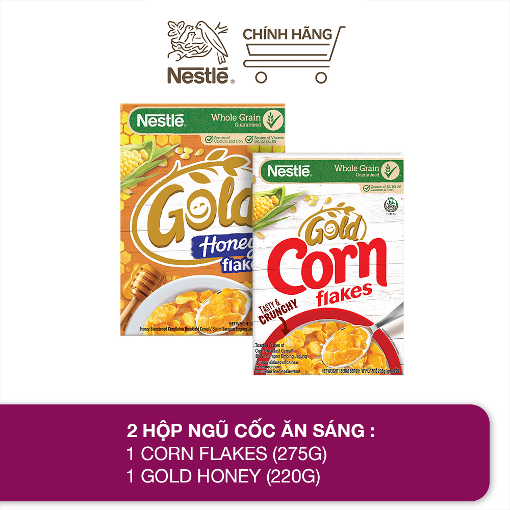 BÁO GIÁ LÔ 2 BÁNH ĂN SÁNG HONEY GOLD FLAKES 370G | Shopee Lazada Sendo Tiki mới nhất 8 Combo 2 hộp ngũ cốc ăn sáng: 1 hộp Corn Flakes (275g) + 1 hộp Gold Honey (220g)