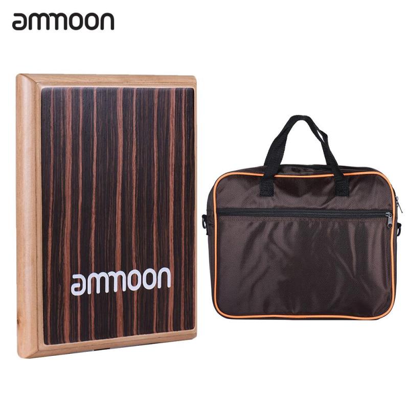 ammoon Compact Travel Box Drum Cajon Flat Hand Drum Percussion Instrument with Adjustable Strings Carrying Bag