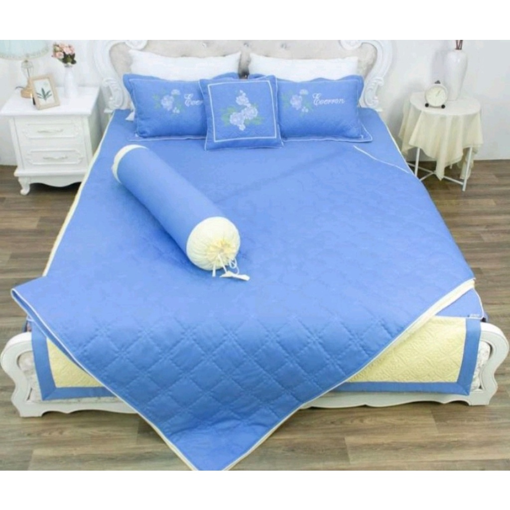 BỘ CHĂN GA TRẦN BÔNG SATIN 7 MÓN