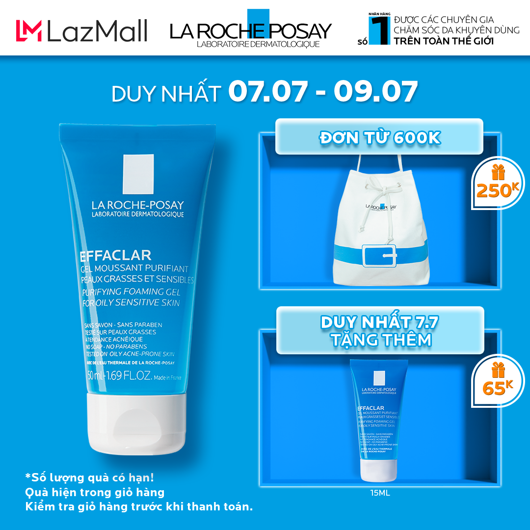 Gel Rửa Mặt Tạo Bọt Làm Sạch Dành Cho Da Dầu Nhạy Cảm La Roche Posay Effaclar 50ml