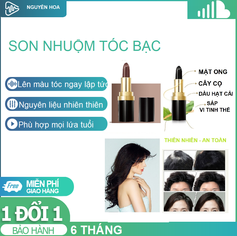 [Sale SỐC] Son che tóc bạc tạm thời Son nhuộm tóc bạc che tóc bạc nhuộm tóc thưa tóc bạc thành tóc đen tóc nâu