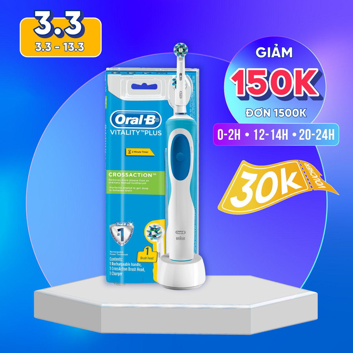 Bàn Chải Đánh Răng Điện Oral-B Vitality 170 Crossaction (...