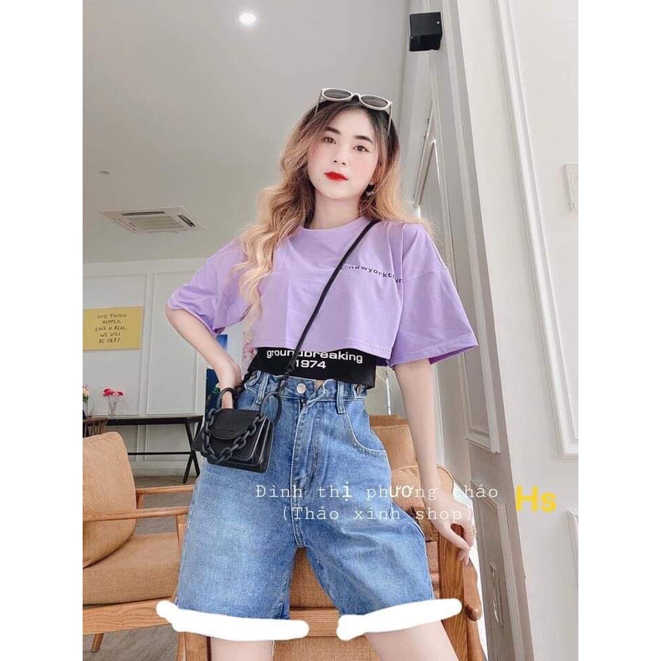 Set croptop crt áo ngắn kèm bra 2 màu 1974